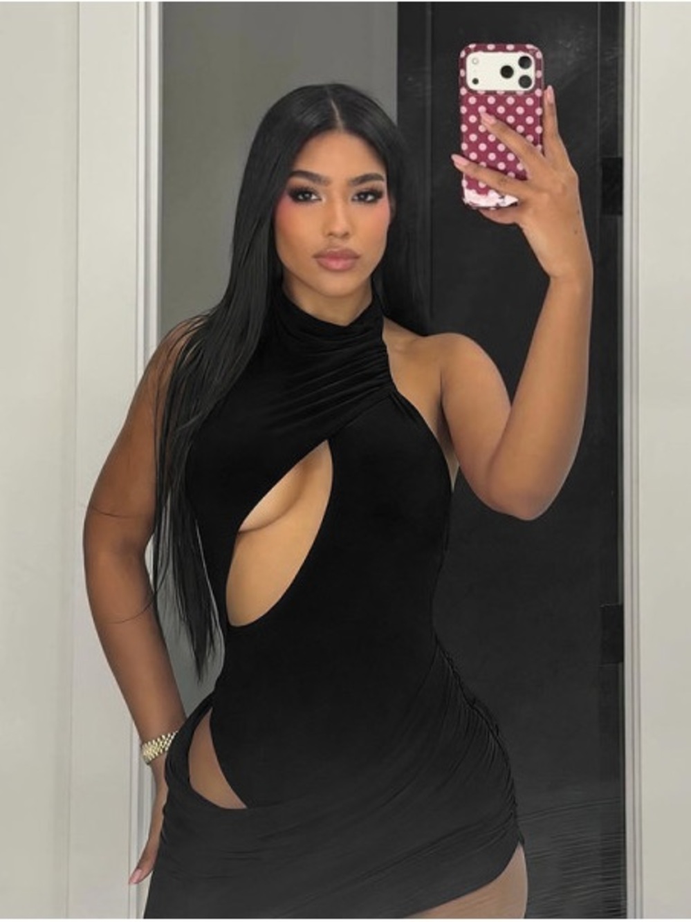 Black Cutout Asymmetric Sleeveless dress